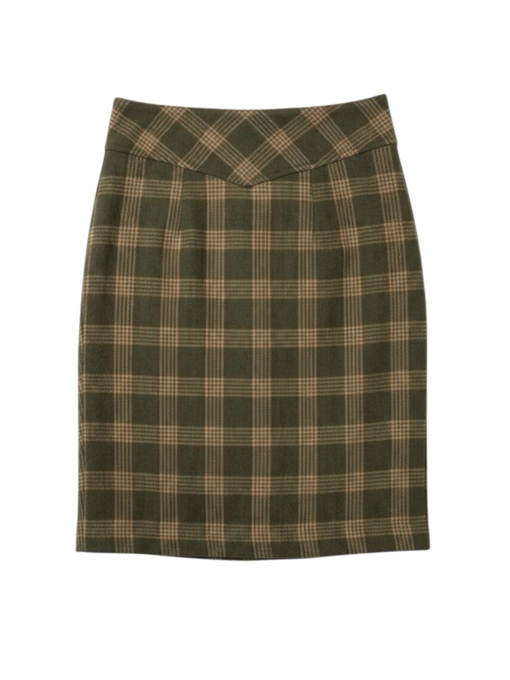 Banana Republic Wool Pencil Skirt Tartan Plaid Brown Tan Size 0 - Picture 2 of 16